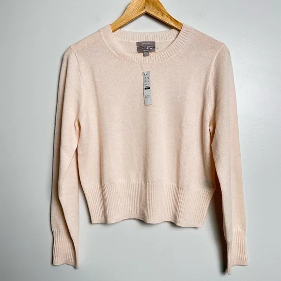 J. Crew Cashmere shrunken crewneck sweater Heather Muslin Beige BG654 NEW MEDIUM - Picture 5 of 9